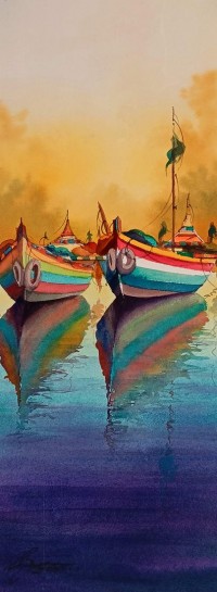 Shaima Umer, 10 x 22 Inchs, Watercolor on Paper, Seascape Painting, AC-SHA-078 Shaima Umer, 10 x 22 Inchs, Watercolor on Paper, Seascape Painting, AC-SHA-078